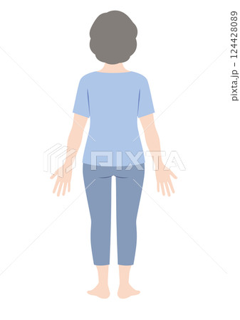 中年女性の全身イラスト　後ろ 124428089