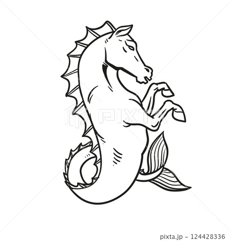 Hippocampus greek mythological creatur hand drawn Hippocampus greek mythological creatur hand drawn 124428336