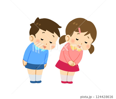 さようならをする子どもたち 124428616