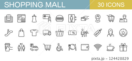 ショッピングモールに関するアイコンセット ショッピングモールに関するアイコンセット 124428829