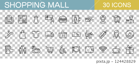 ショッピングモールに関するアイコンセット ショッピングモールに関するアイコンセット 124428829
