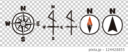 一組手繪的南北、東西標記，可能在地圖上使用 124428855