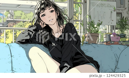 ため息をついている若い女性