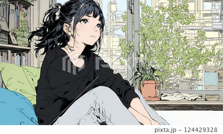 ため息をついている若い女性