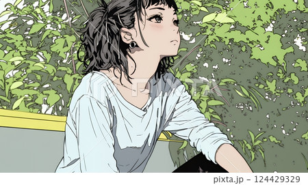 ため息をついている若い女性