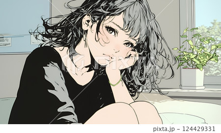 ため息をついている若い女性