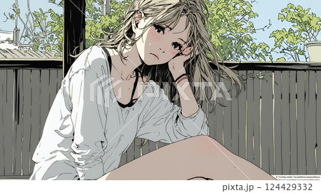 ため息をついている若い女性