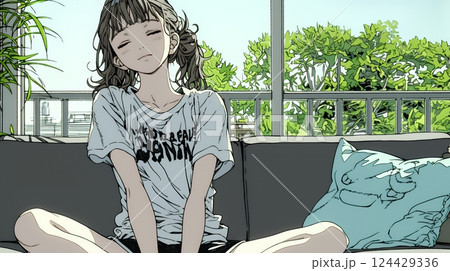 ため息をついている若い女性