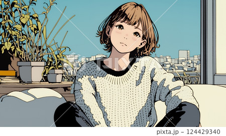 ため息をついている若い女性