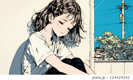 ため息をついている若い女性