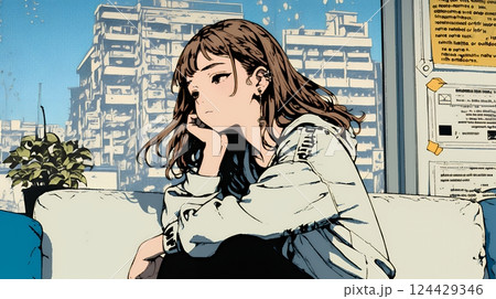 ため息をついている若い女性