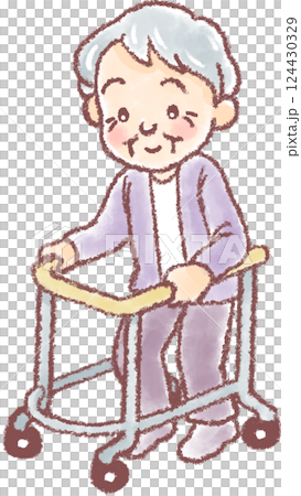 Walking rehabilitation_elderly women_walker 124430329