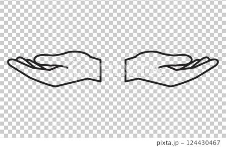 伸出雙手的簡單線條圖標 伸出雙手的簡單線條圖標 124430467