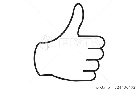 親指を立てた手のシンプルなアイコンイラスト 124430472