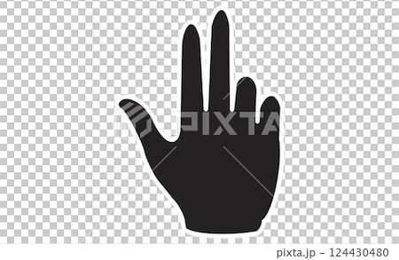 Illustration of a hand with three fingers up, gesture icon 124430480