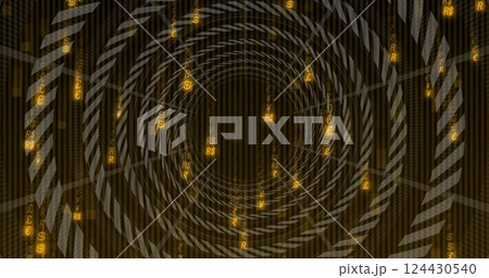 Image of digital tunnel over falling letters 124430540