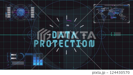 Image of data processing with scope scanning on black background 124430570