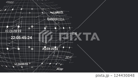 Digital world map and data processing image over globe and charts Digital world map and data processing image over globe and charts 124430848