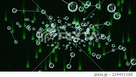 Image of data processing over network of connections with icons Image of data processing over network of connections with icons 124431188