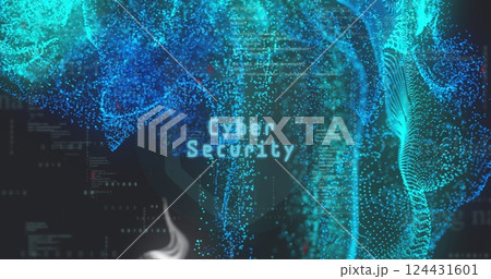 Cloud computing and data storage image over digital blue particles background 124431601