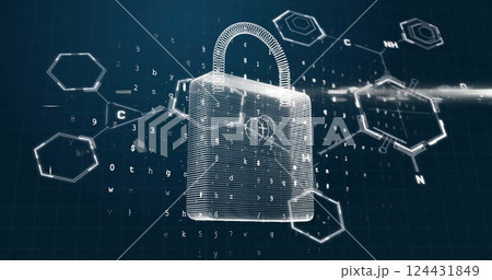 Image of scientific data processing over padlock 124431849