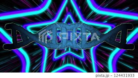 Image of dna strand over blue stars moving Image of dna strand over blue stars moving 124431933