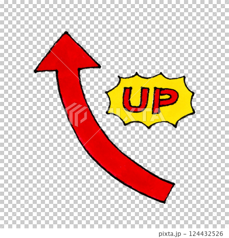 矢印とUPの文字 手描きイラスト 矢印とUPの文字 手描きイラスト 124432526