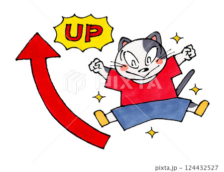 ジャンプする猫のキャラクター(UP) 124432527