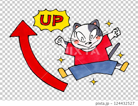ジャンプする猫のキャラクター(UP) 124432527