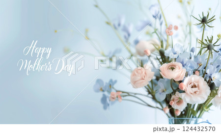 Heartwarming illustration of a mother's day greeting card with a happy message 124432570