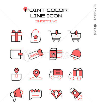 Point Color Line Icon Set Shopping 124432790