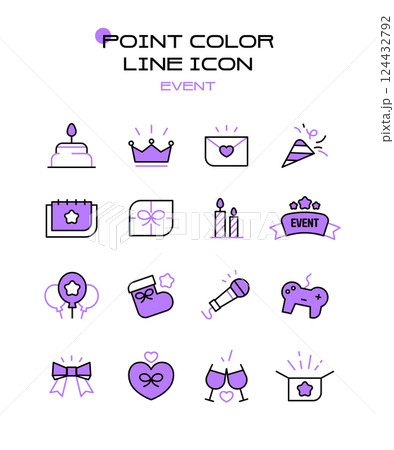 Point Color Line Icon Set Event 124432792