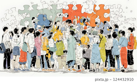 みんな社会のピースなんだよ：秩序ある社会生活をしている反面、独自性が喪失している。