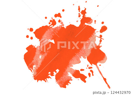 red brush paint stain isolated on transparent background 124432970