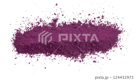 Dark purple powder isolated on transparent background. 124432973