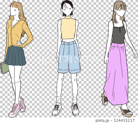 A simple illustration of a pastel color outfit 124433217