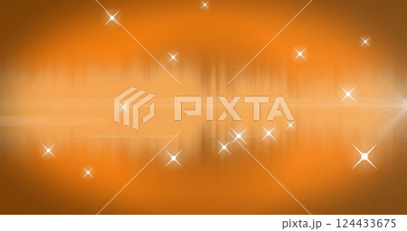 Sparkling stars image over orange gradient background with light reflections 124433675