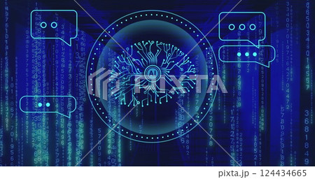 Image of ai brain and data processing over computer servers 124434665
