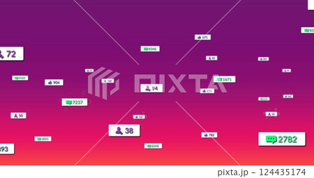 Image of media icons over purple background Image of media icons over purple background 124435174