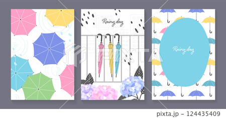 傘の背景テンプレートセット_2 124435409