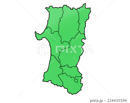 少しゆるい秋田県地図 地域分け 124435594