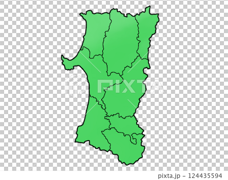 秋田縣的地圖按區域劃分，略顯粗略 124435594