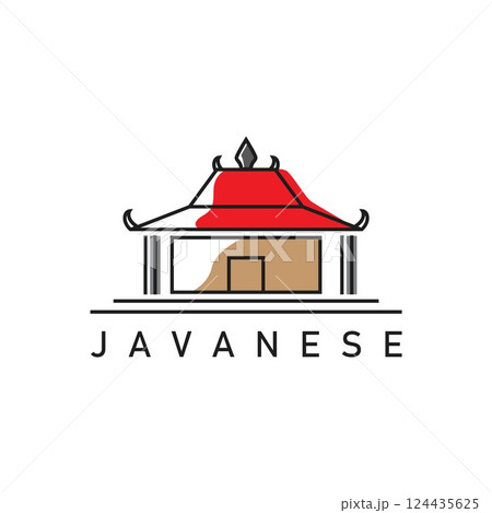 joglo house logo vector,joglo  is the name for a traditional Javanese house in Indonesia 124435625