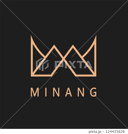 M letter crown minang house logo icon vector concept design 124435626