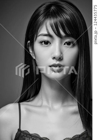 【AI生成】モノクロームポートレート（女性）002338 124435775