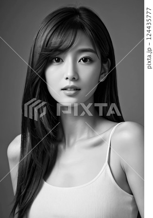 【AI生成】モノクロームポートレート（女性）002338 124435777