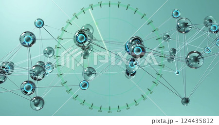 Image of network of connections over scope scanning Image of network of connections over scope scanning 124435812