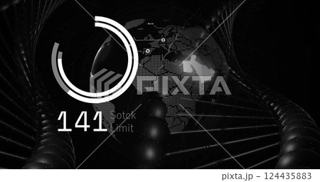 Digital world map with data processing image over India Digital world map with data processing image over India 124435883