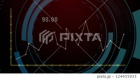 Image of digital data processing over scope scanning on dark background Image of digital data processing over scope scanning on dark background 124435933