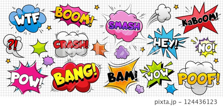 Set of comic book style onomatopoeia 124436123